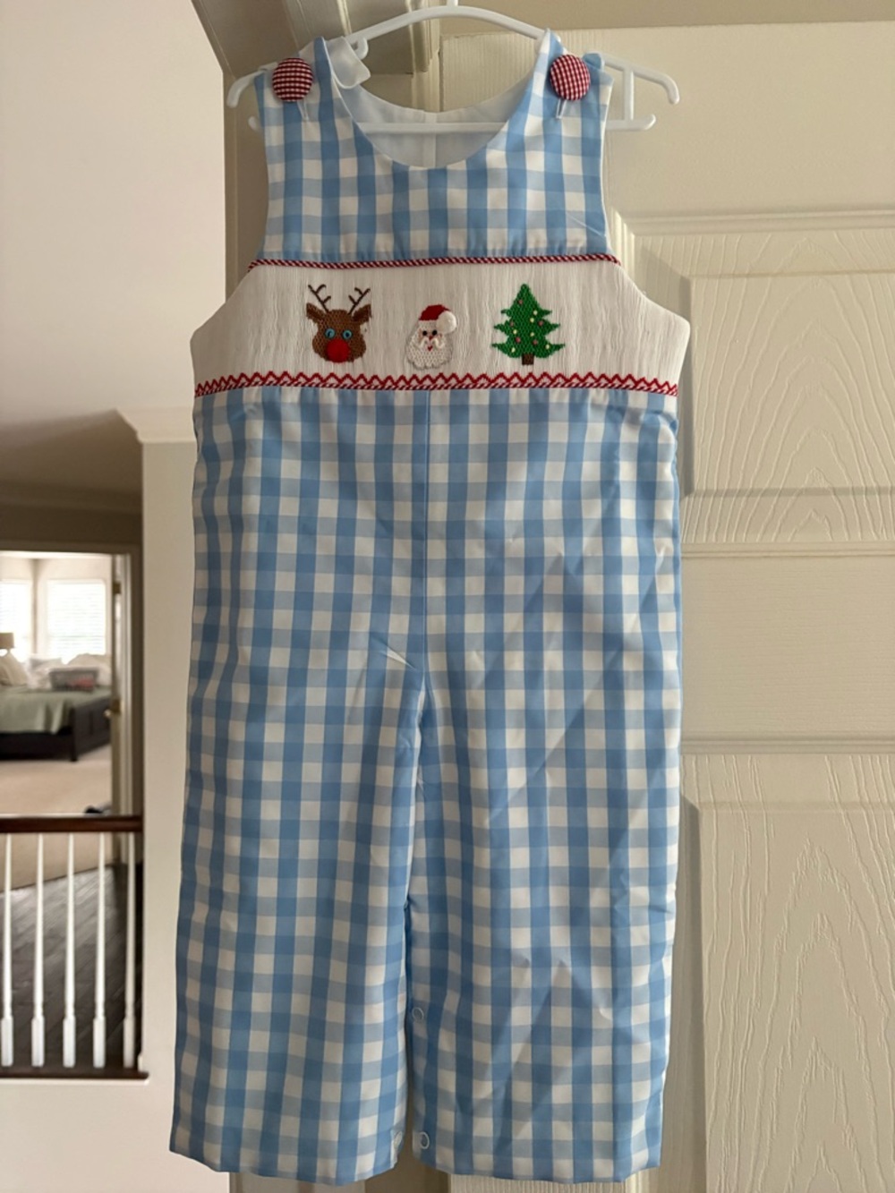 12-18month - Christmas Smocked Boys Romper